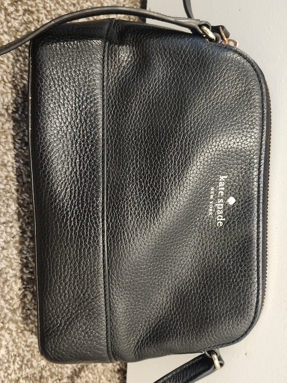 kate spade Black Pebbled Leather Messenger Crossbody